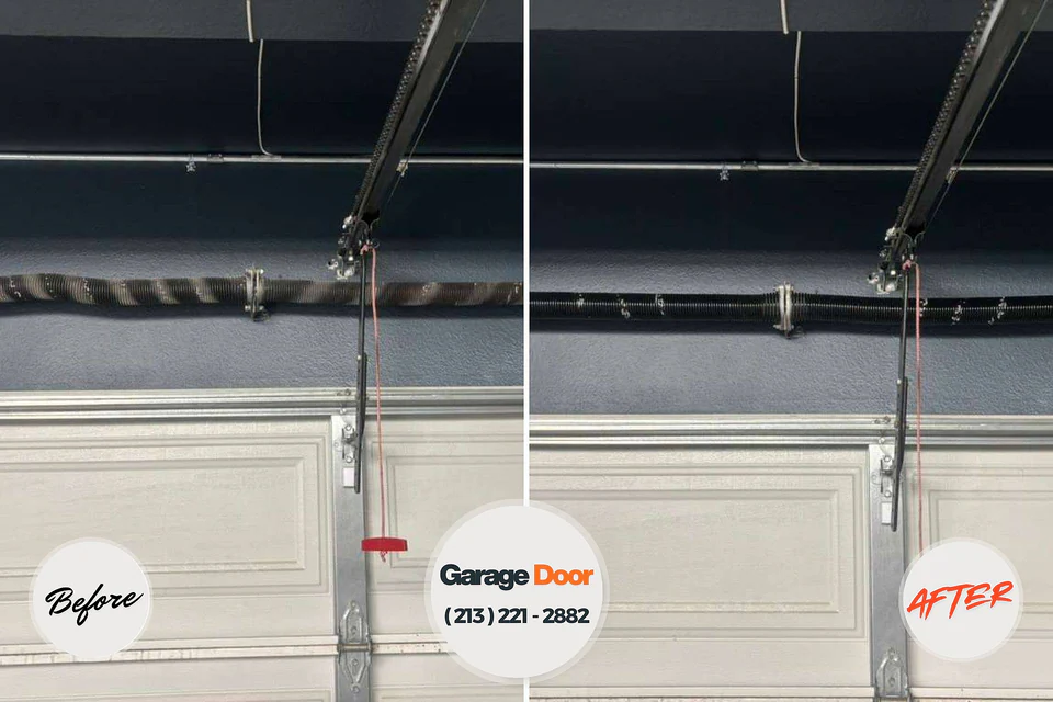 Before and after: garage door repair Hubbard, TX